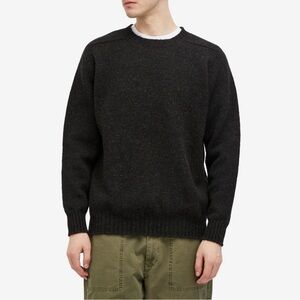 Jamieson’s of Shetland crew knit men’s wool sweater - black mix size L